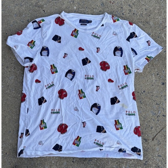 Polo Ralph Lauren Other - Polo Ralph Lauren EUC Custom Slim Fit T-Shirt All Over Print 1992 stadium XXL